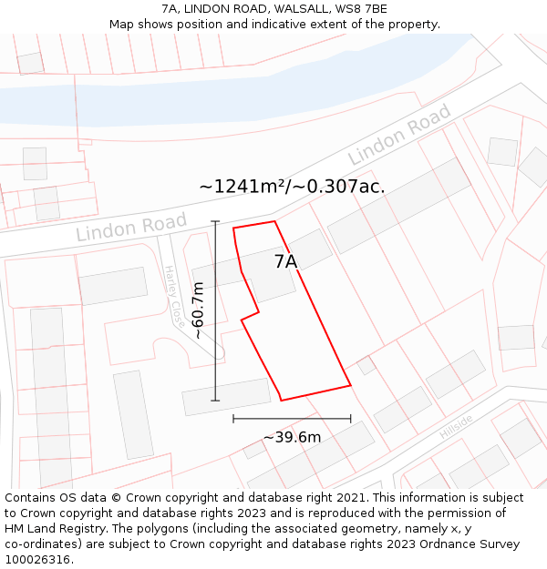 7A, LINDON ROAD, WALSALL, WS8 7BE: Plot and title map