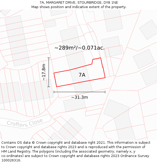 7A, MARGARET DRIVE, STOURBRIDGE, DY8 1NE: Plot and title map