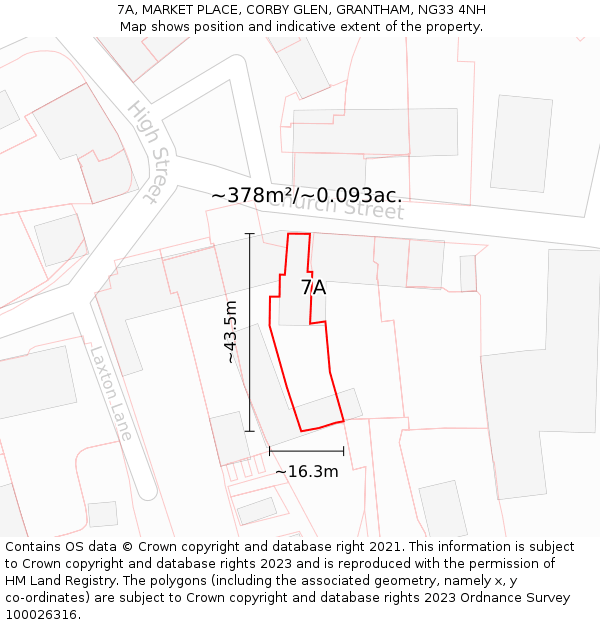 7A, MARKET PLACE, CORBY GLEN, GRANTHAM, NG33 4NH: Plot and title map