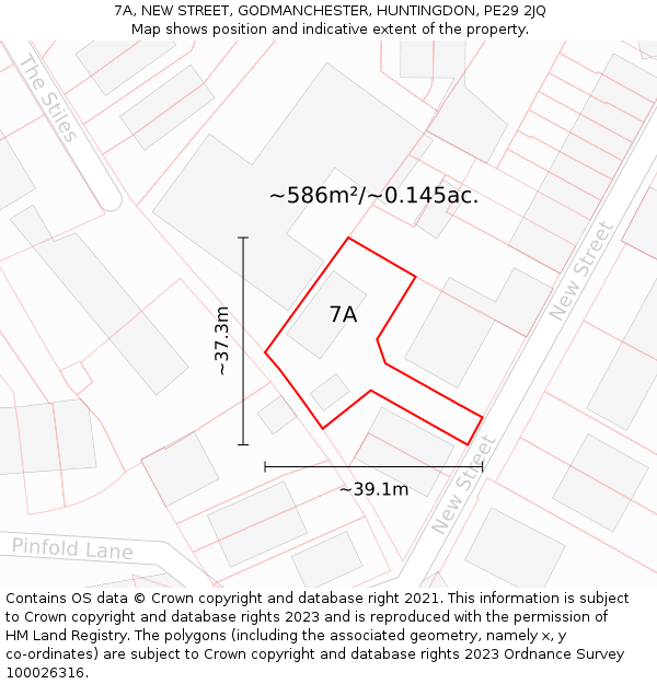 7A, NEW STREET, GODMANCHESTER, HUNTINGDON, PE29 2JQ: Plot and title map