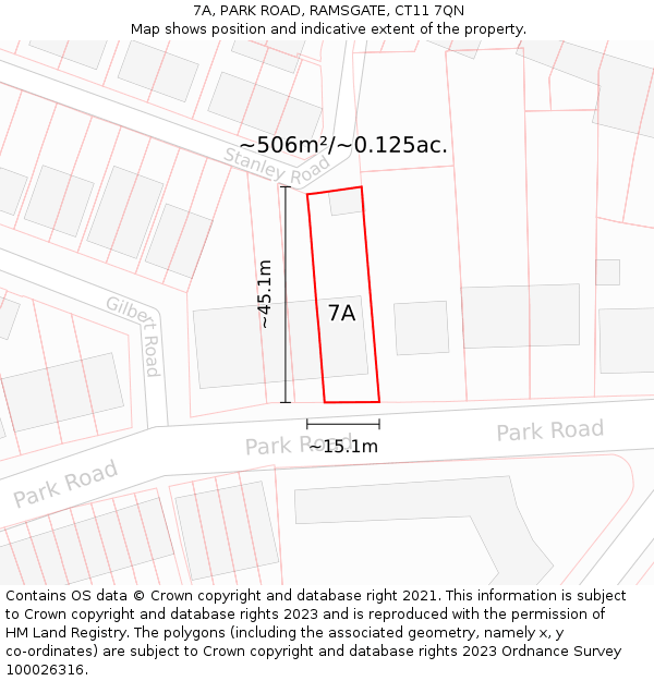 7A, PARK ROAD, RAMSGATE, CT11 7QN: Plot and title map