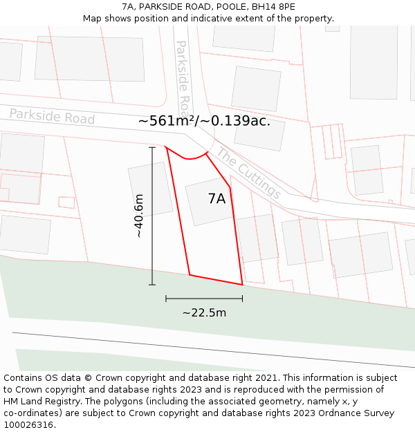 7A, PARKSIDE ROAD, POOLE, BH14 8PE: Plot and title map