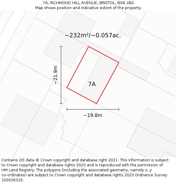 7A, RICHMOND HILL AVENUE, BRISTOL, BS8 1BG: Plot and title map