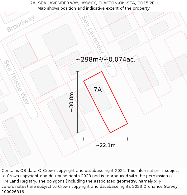 7A, SEA LAVENDER WAY, JAYWICK, CLACTON-ON-SEA, CO15 2EU: Plot and title map