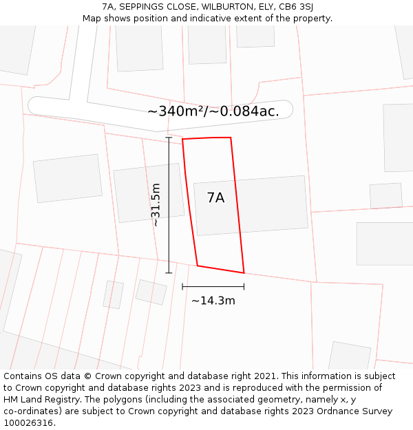 7A, SEPPINGS CLOSE, WILBURTON, ELY, CB6 3SJ: Plot and title map