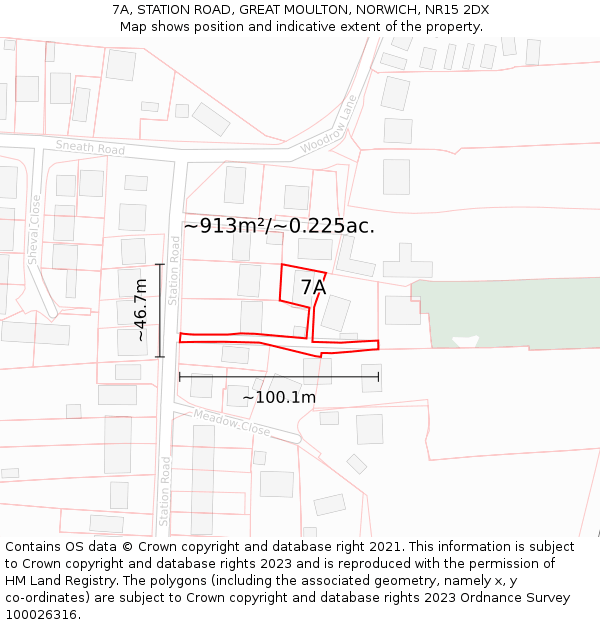 7A, STATION ROAD, GREAT MOULTON, NORWICH, NR15 2DX: Plot and title map