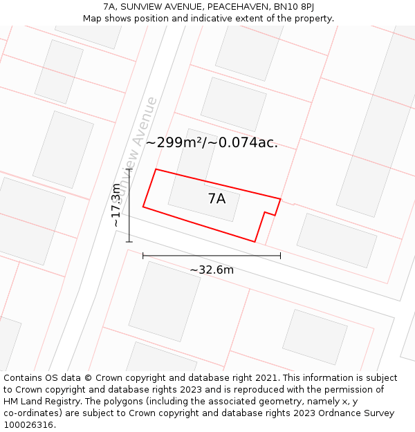 7A, SUNVIEW AVENUE, PEACEHAVEN, BN10 8PJ: Plot and title map