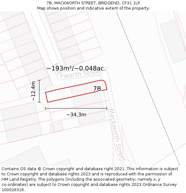 7B, MACKWORTH STREET, BRIDGEND, CF31 1LP: Plot and title map