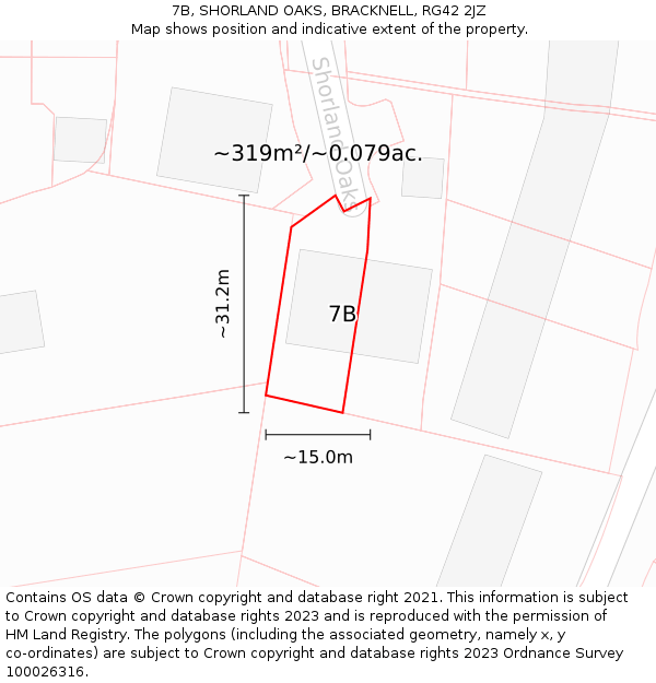 7B, SHORLAND OAKS, BRACKNELL, RG42 2JZ: Plot and title map