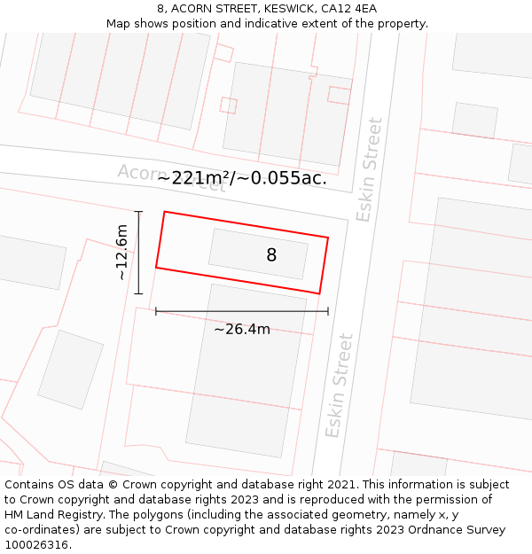 8, ACORN STREET, KESWICK, CA12 4EA: Plot and title map