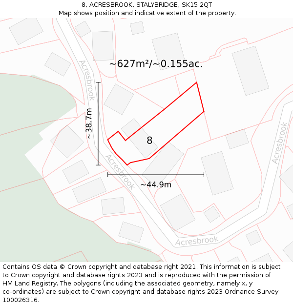 8, ACRESBROOK, STALYBRIDGE, SK15 2QT: Plot and title map