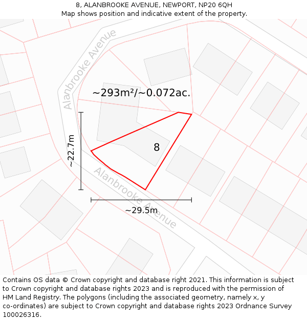 8, ALANBROOKE AVENUE, NEWPORT, NP20 6QH: Plot and title map