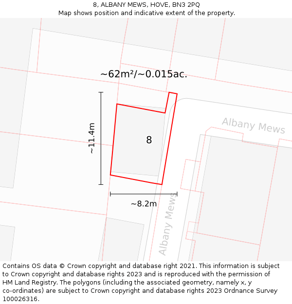 8, ALBANY MEWS, HOVE, BN3 2PQ: Plot and title map