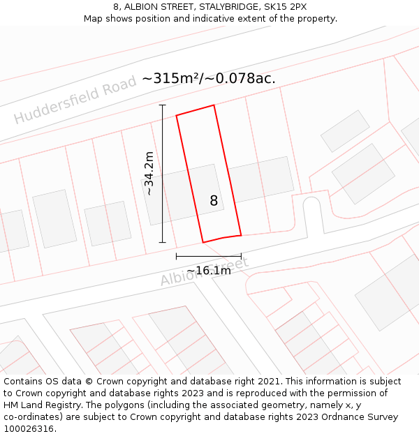 8, ALBION STREET, STALYBRIDGE, SK15 2PX: Plot and title map