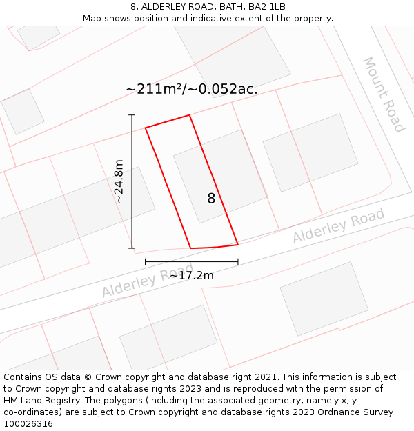 8, ALDERLEY ROAD, BATH, BA2 1LB: Plot and title map