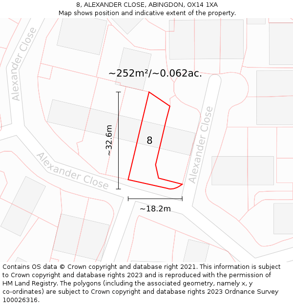 8, ALEXANDER CLOSE, ABINGDON, OX14 1XA: Plot and title map