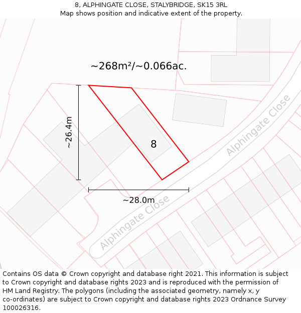 8, ALPHINGATE CLOSE, STALYBRIDGE, SK15 3RL: Plot and title map