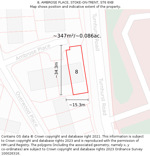 8, AMBROSE PLACE, STOKE-ON-TRENT, ST6 6XB: Plot and title map