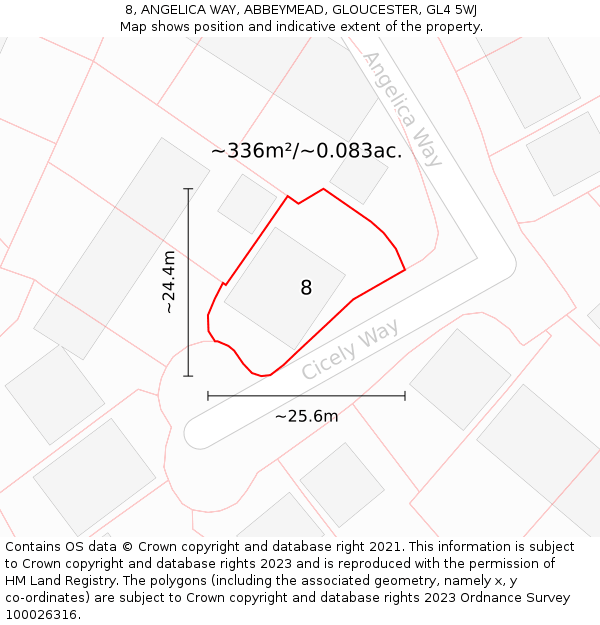 8, ANGELICA WAY, ABBEYMEAD, GLOUCESTER, GL4 5WJ: Plot and title map
