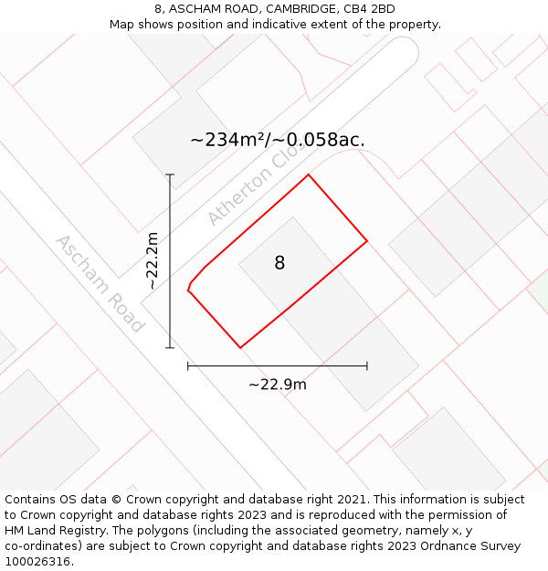 8, ASCHAM ROAD, CAMBRIDGE, CB4 2BD: Plot and title map