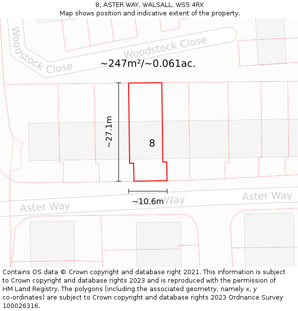8, ASTER WAY, WALSALL, WS5 4RX: Plot and title map