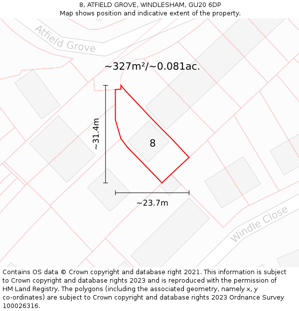 8, ATFIELD GROVE, WINDLESHAM, GU20 6DP: Plot and title map