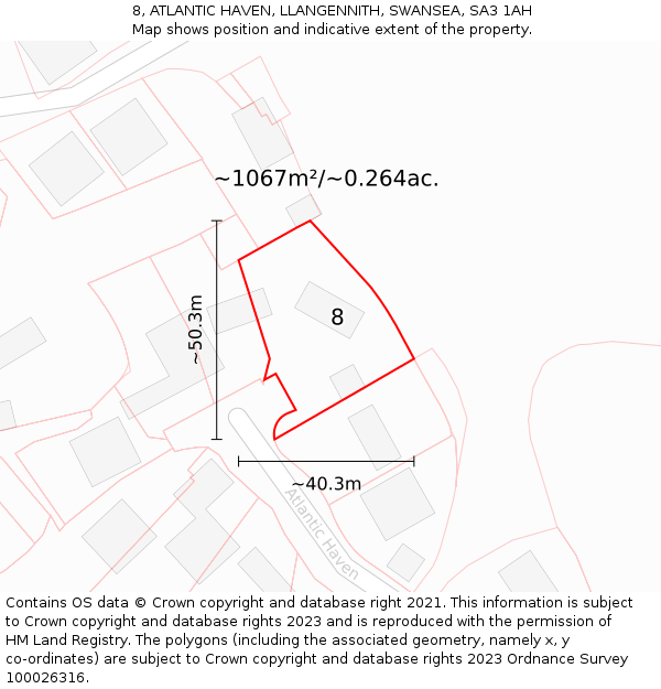 8, ATLANTIC HAVEN, LLANGENNITH, SWANSEA, SA3 1AH: Plot and title map