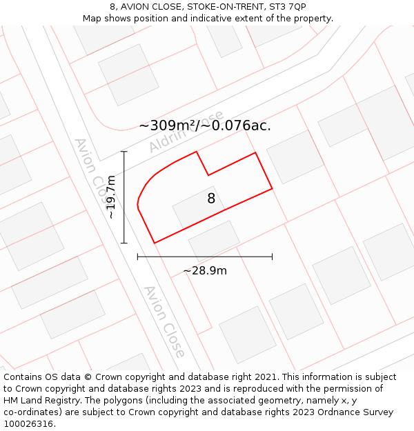 8, AVION CLOSE, STOKE-ON-TRENT, ST3 7QP: Plot and title map