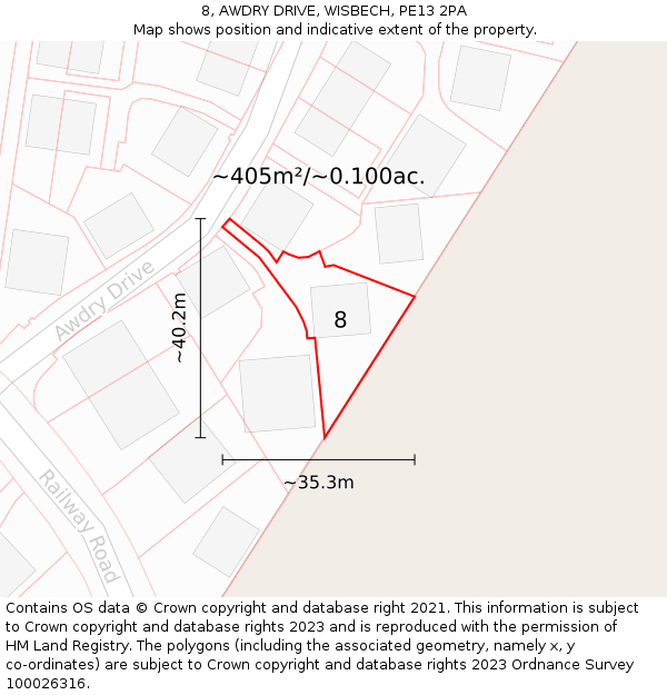 8, AWDRY DRIVE, WISBECH, PE13 2PA: Plot and title map