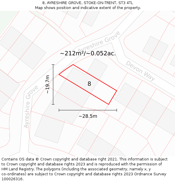 8, AYRESHIRE GROVE, STOKE-ON-TRENT, ST3 4TL: Plot and title map