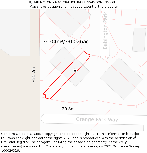 8, BABINGTON PARK, GRANGE PARK, SWINDON, SN5 6EZ: Plot and title map