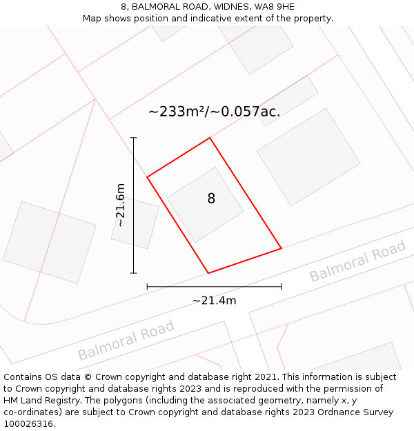 8, BALMORAL ROAD, WIDNES, WA8 9HE: Plot and title map