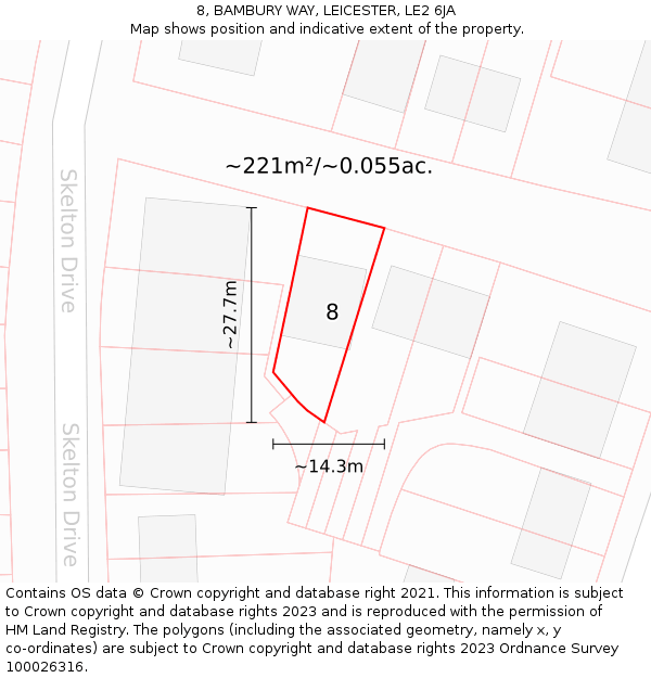 8, BAMBURY WAY, LEICESTER, LE2 6JA: Plot and title map