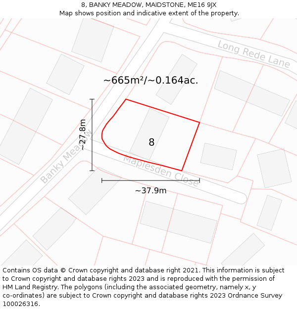 8, BANKY MEADOW, MAIDSTONE, ME16 9JX: Plot and title map