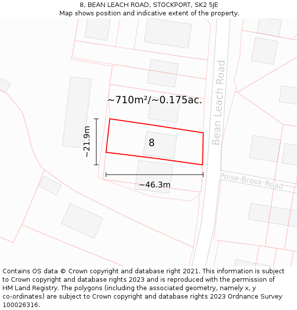 8, BEAN LEACH ROAD, STOCKPORT, SK2 5JE: Plot and title map