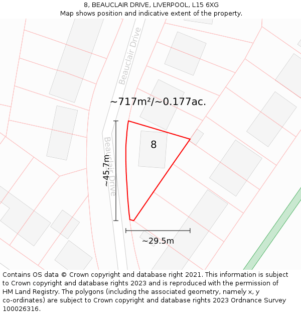 8, BEAUCLAIR DRIVE, LIVERPOOL, L15 6XG: Plot and title map