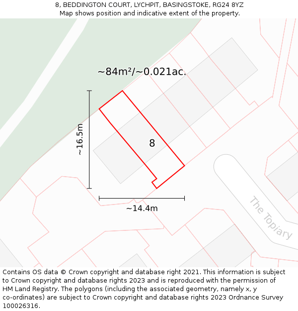 8, BEDDINGTON COURT, LYCHPIT, BASINGSTOKE, RG24 8YZ: Plot and title map