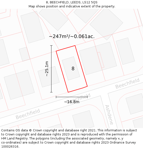 8, BEECHFIELD, LEEDS, LS12 5QS: Plot and title map