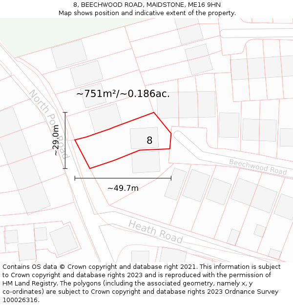 8, BEECHWOOD ROAD, MAIDSTONE, ME16 9HN: Plot and title map