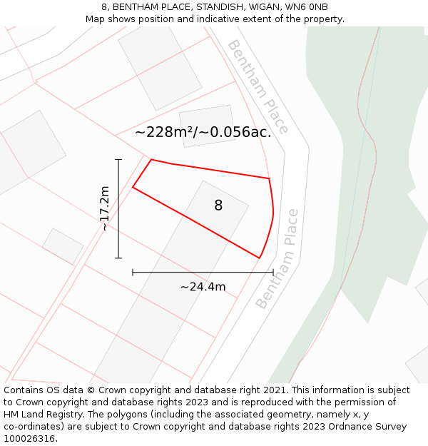 8, BENTHAM PLACE, STANDISH, WIGAN, WN6 0NB: Plot and title map