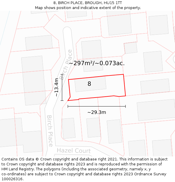 8, BIRCH PLACE, BROUGH, HU15 1TT: Plot and title map