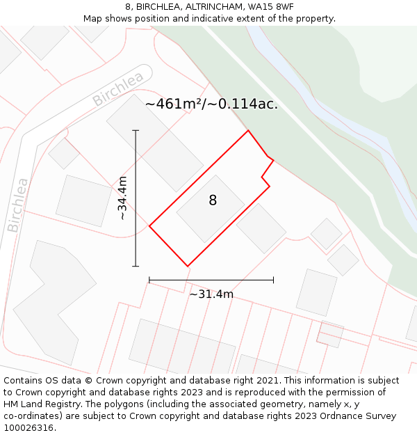 8, BIRCHLEA, ALTRINCHAM, WA15 8WF: Plot and title map
