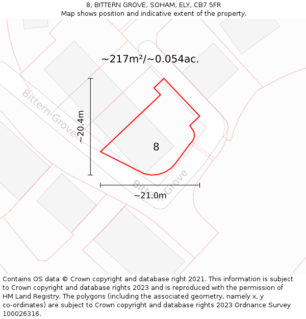 8, BITTERN GROVE, SOHAM, ELY, CB7 5FR: Plot and title map