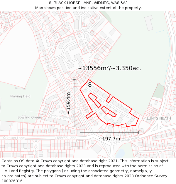 8, BLACK HORSE LANE, WIDNES, WA8 5AF: Plot and title map