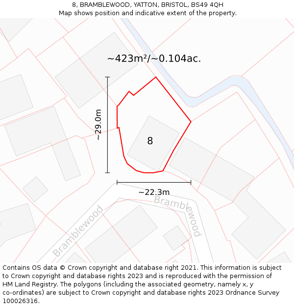 8, BRAMBLEWOOD, YATTON, BRISTOL, BS49 4QH: Plot and title map