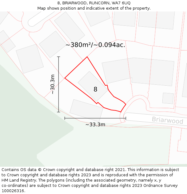 8, BRIARWOOD, RUNCORN, WA7 6UQ: Plot and title map