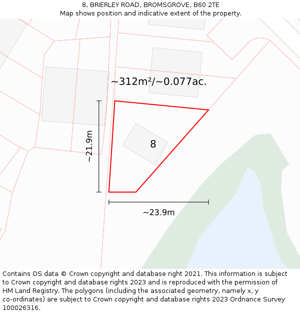 8, BRIERLEY ROAD, BROMSGROVE, B60 2TE: Plot and title map