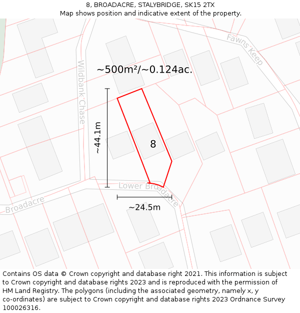 8, BROADACRE, STALYBRIDGE, SK15 2TX: Plot and title map