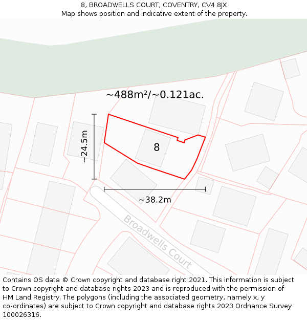 8, BROADWELLS COURT, COVENTRY, CV4 8JX: Plot and title map