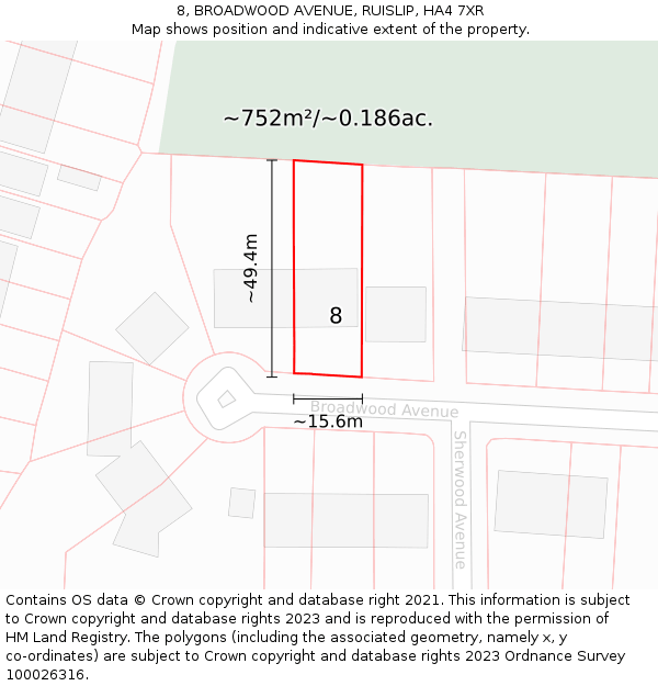 8, BROADWOOD AVENUE, RUISLIP, HA4 7XR: Plot and title map